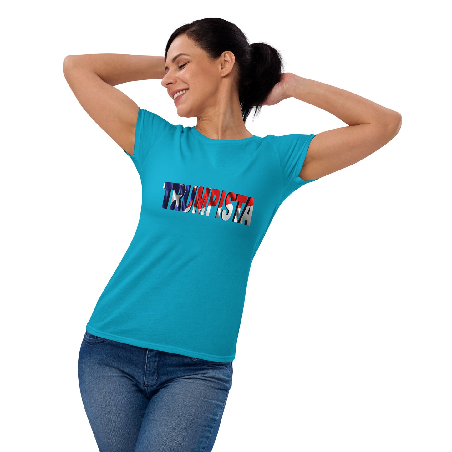Women's short sleeve Trumpista Waving Puerto Rican Flag t-shirt
