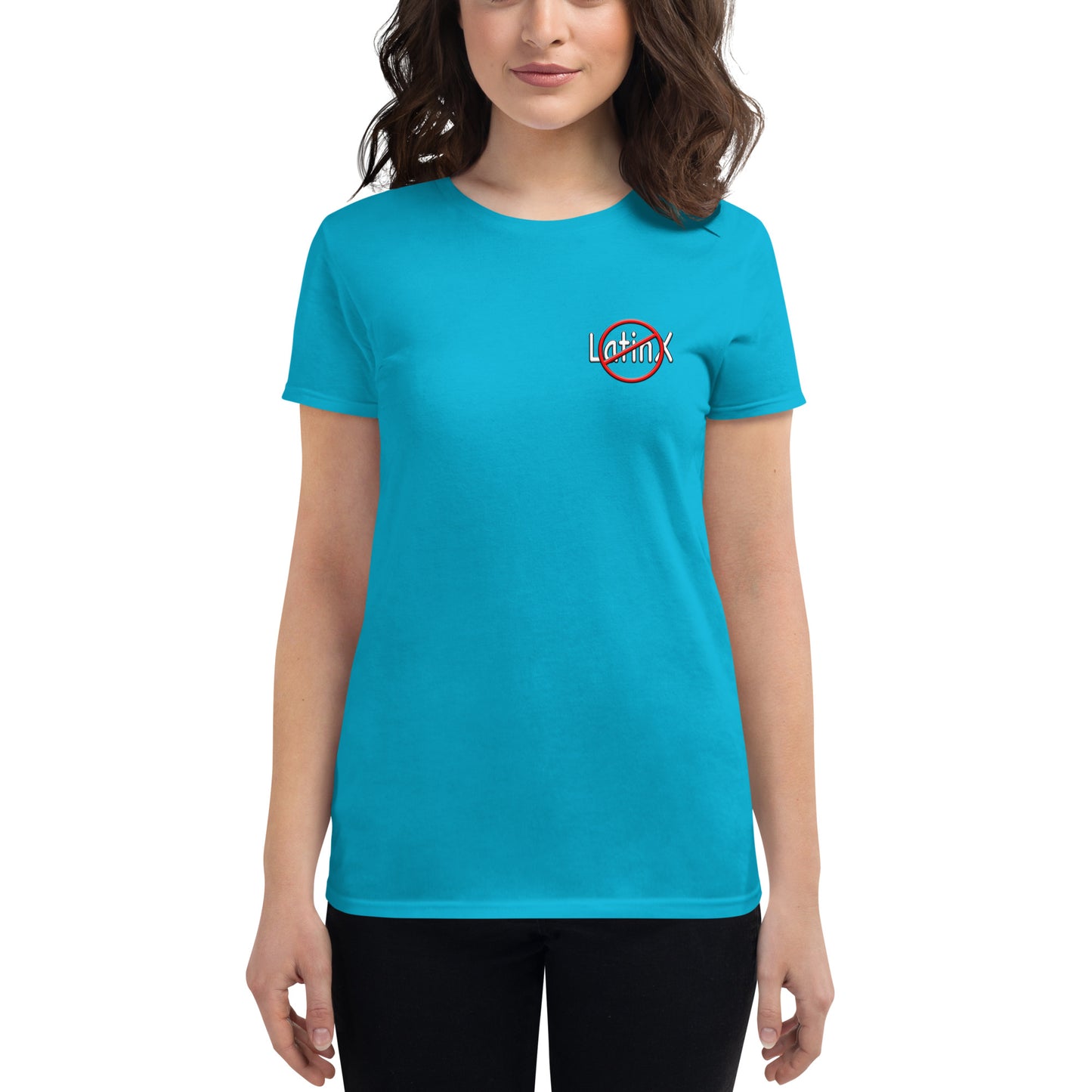 Women's short sleeve No LatinX Trumpista Waving Puerto Rican Flag t-shirt
