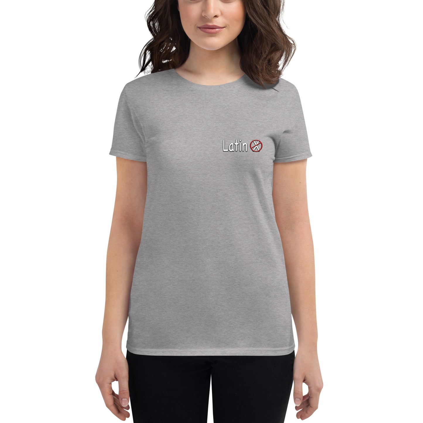 Women's short sleeve No Latin X Trumpista Waving Puerto Rican Flag t-shirt