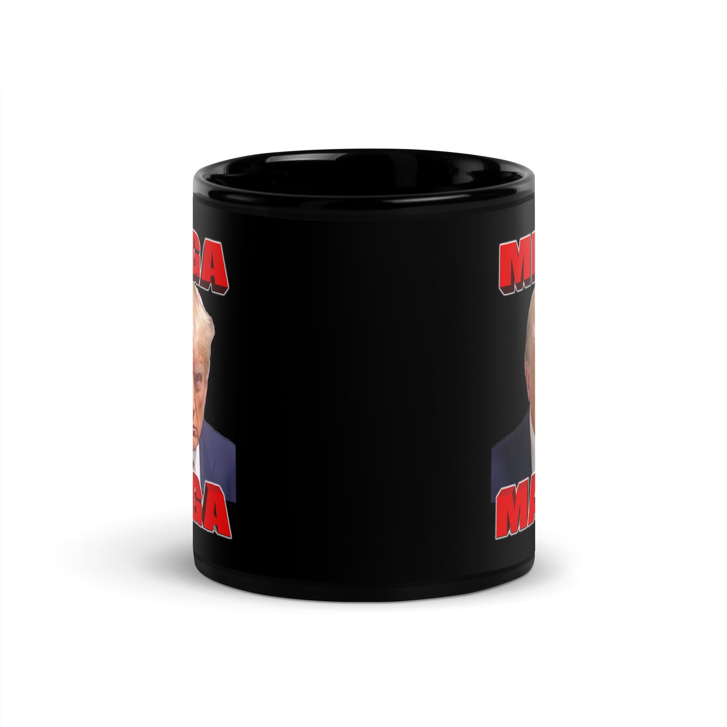 MEGA MAGA Trump Black Glossy Mug