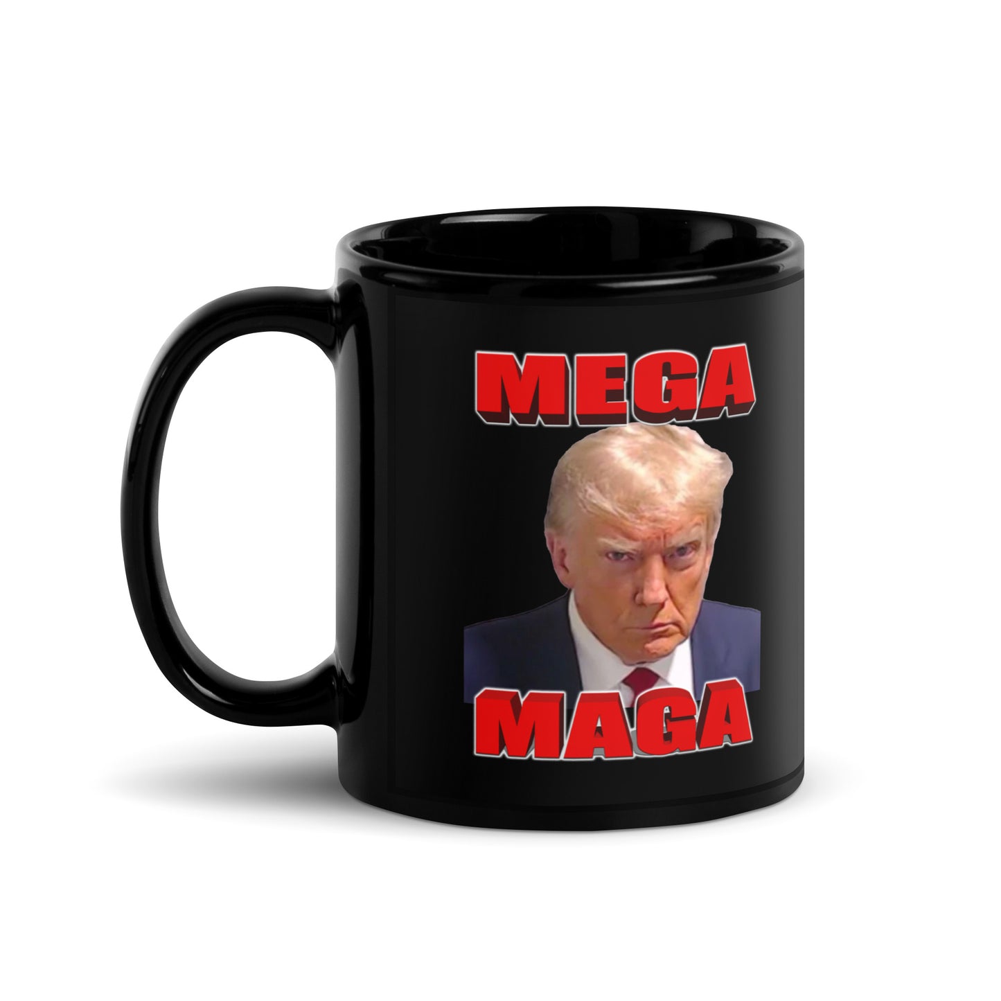 MEGA MAGA Trump Black Glossy Mug