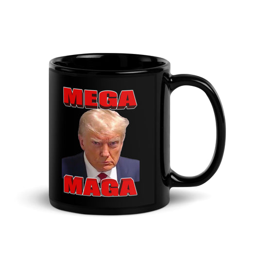 MEGA MAGA Trump Black Glossy Mug