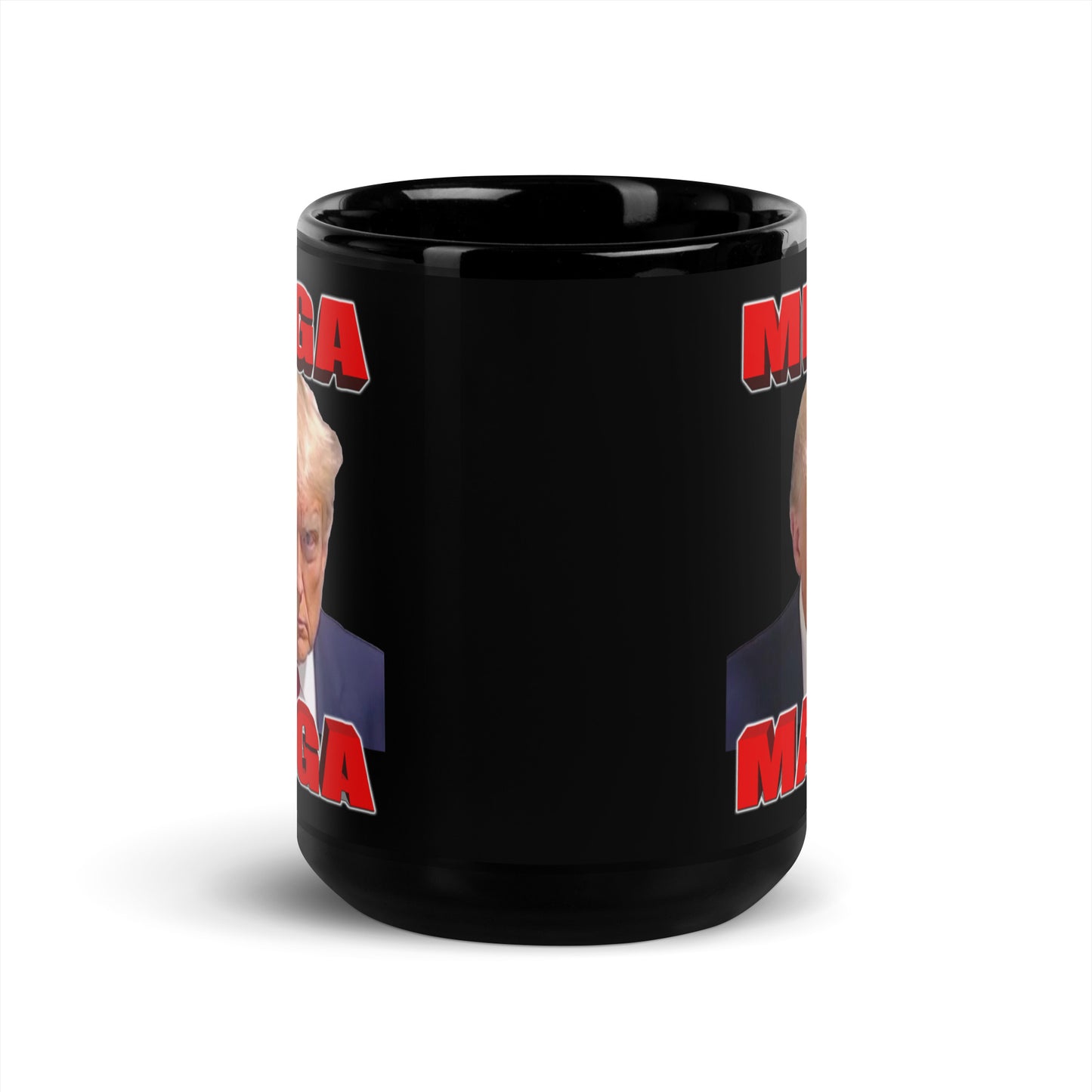 MEGA MAGA Trump Black Glossy Mug