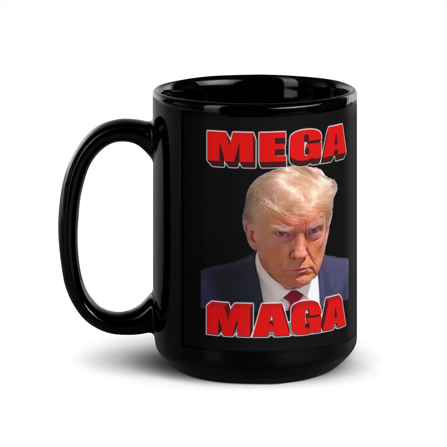 MEGA MAGA Trump Black Glossy Mug