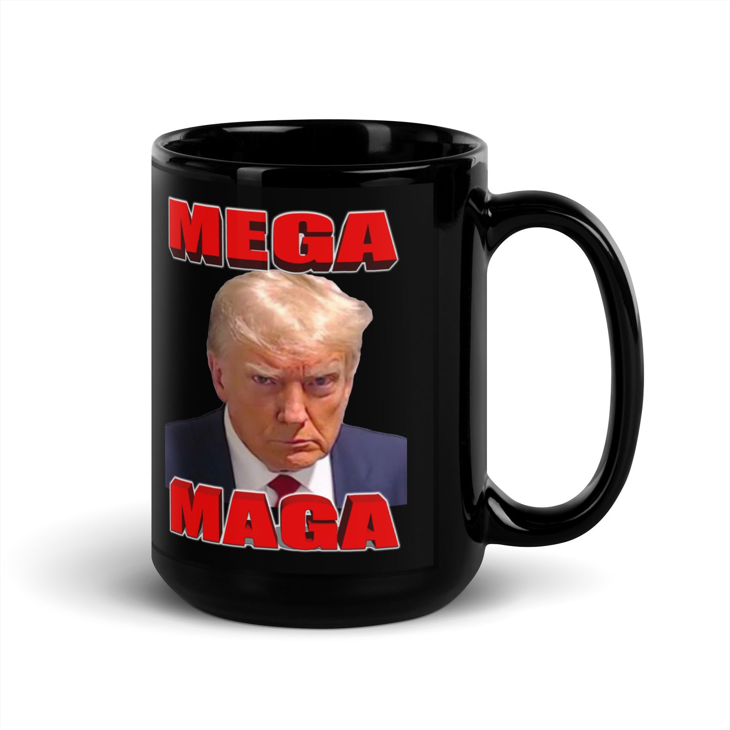 MEGA MAGA Trump Black Glossy Mug