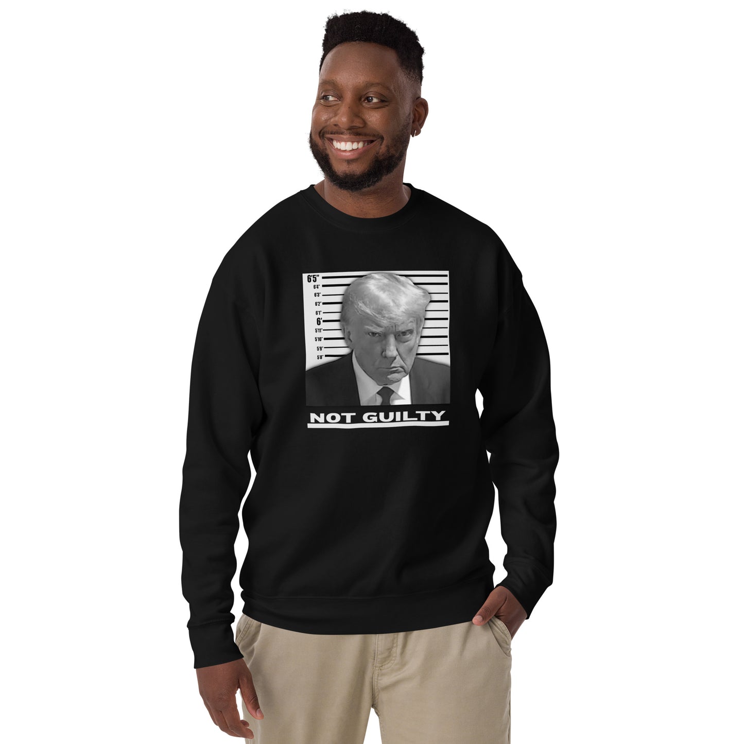 TRUMP MUGSHOT NOT GUILTY Unisex Premium Sweatshirt