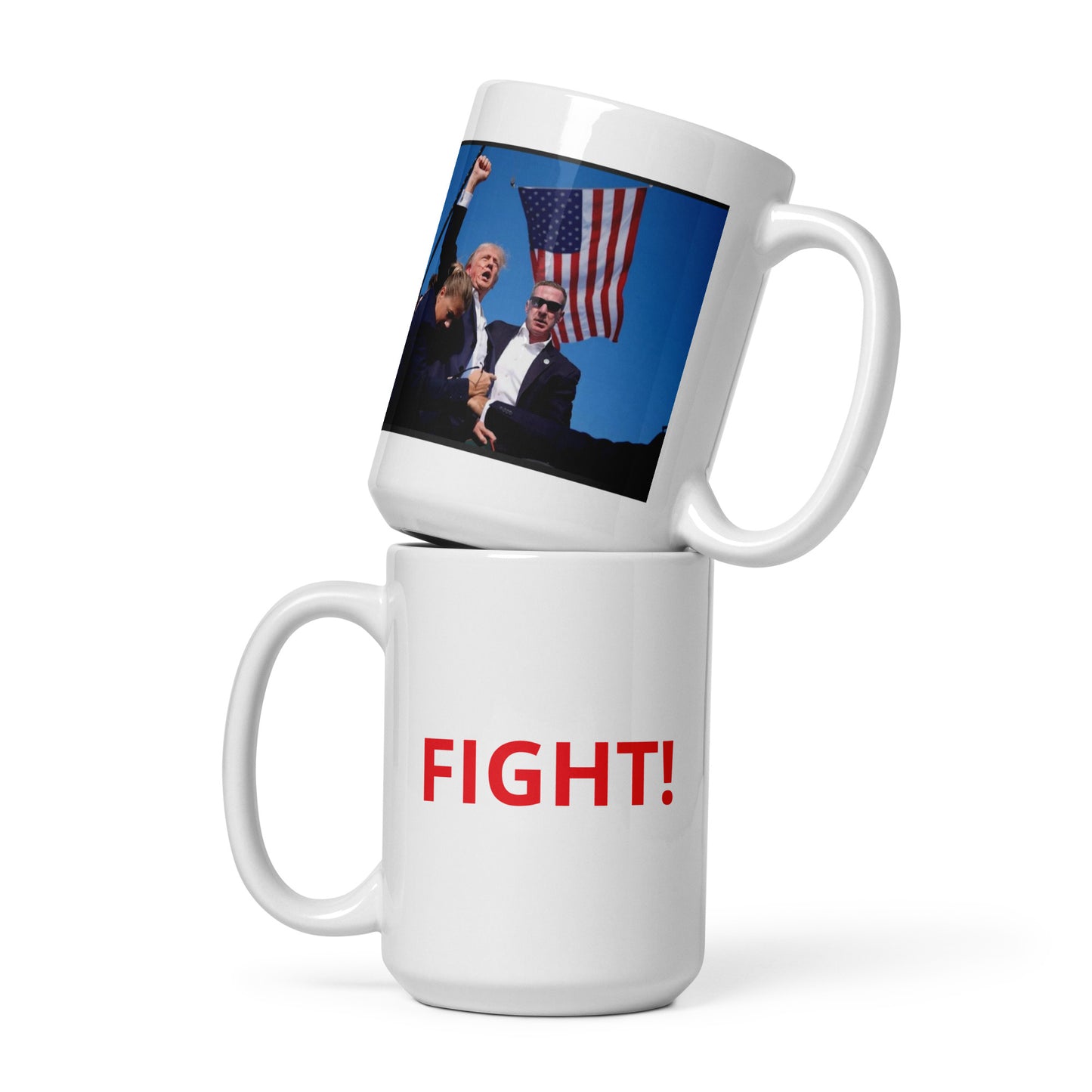 TRUMP FIGHT White glossy mug