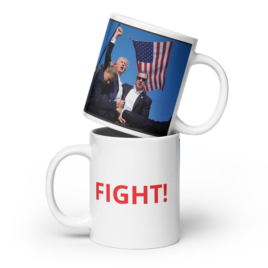 TRUMP FIGHT White glossy mug