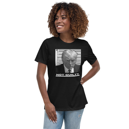 TRUMP MUGSHOT NOT GUILTY Women's Relaxed T-Shirt