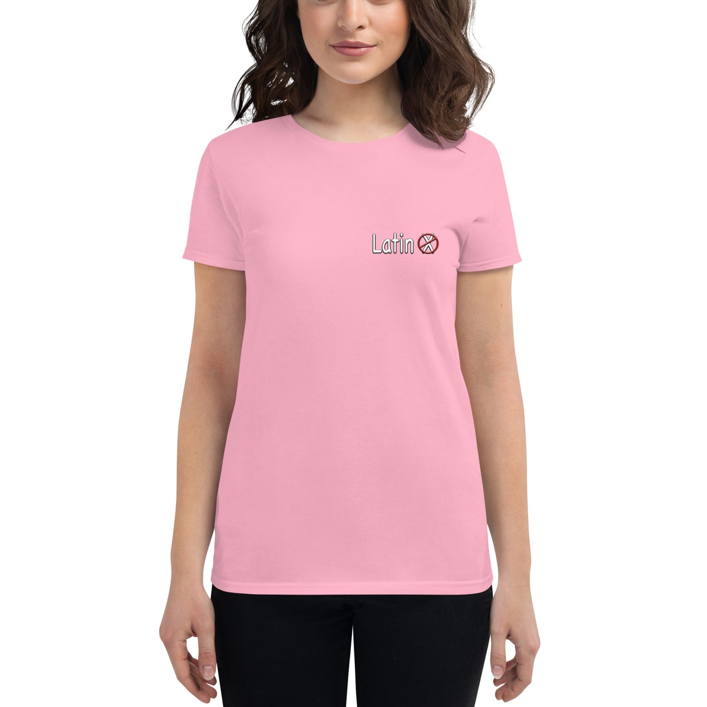 Women's short sleeve No Latin X Trumpista Waving Puerto Rican Flag t-shirt