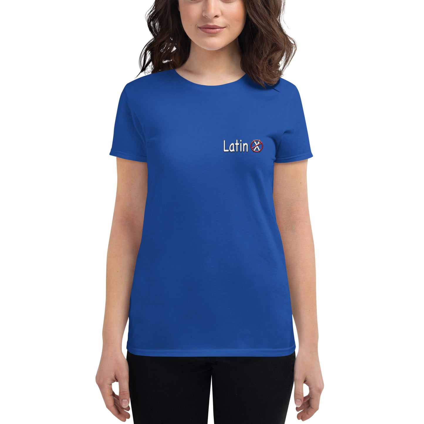 Women's short sleeve No Latin X Trumpista Waving Puerto Rican Flag t-shirt