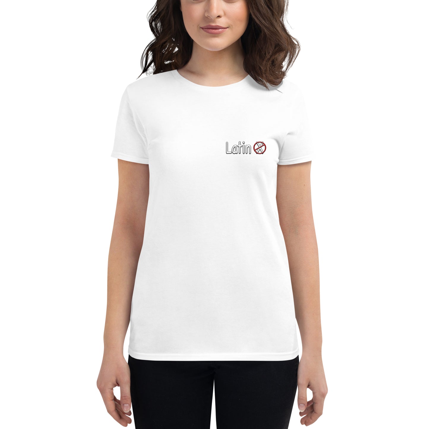 Women's short sleeve No Latin X Trumpista Waving Puerto Rican Flag t-shirt